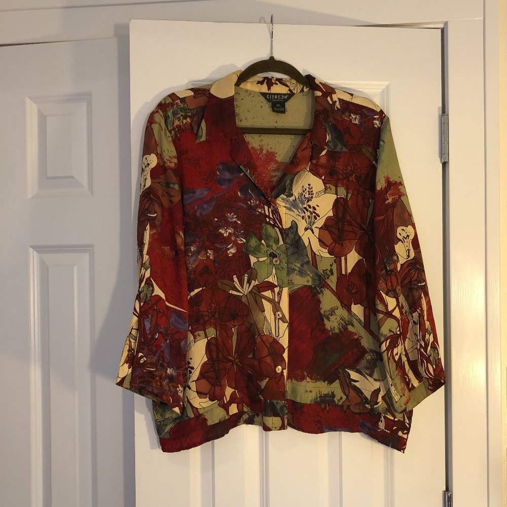 Crepe Silk Floral Blouse